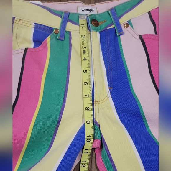 Wrangler Striped Wanderer High Rise Flare Jeans Colorful Pants Size 24/30 Retro - Picture 8 of 11